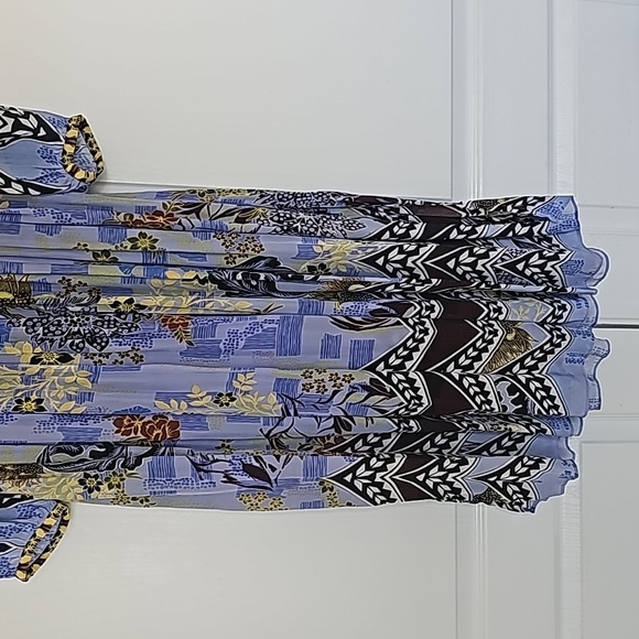 NWOT Anthropologie FALL BOHO Bhanuni by Jyoti Patterned Maxi SKY Dress - Picture 4 of 9